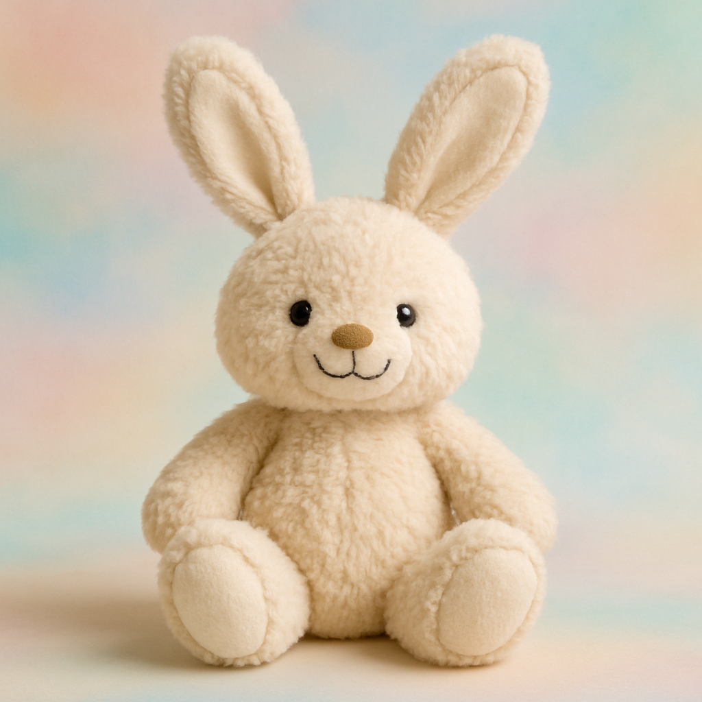 A fluffy bunny rabbit plush toy